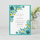 Teal Radiant Meadow Wedding Kaart (Staand voorkant)