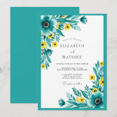 Teal Radiant Meadow Wedding Kaart (Voorkant / Achterkant)