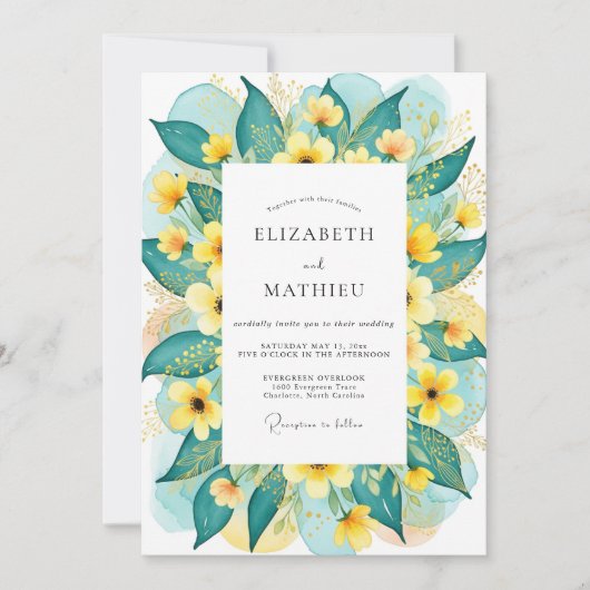 Teal Radiant Summer Wedding Kaart (Voorkant)