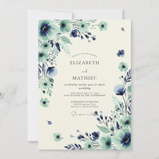 Teal Ravishing Spring Wedding Kaart (Voorkant)