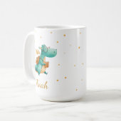 Teal Reading Dragon Mug – Personalized Boys’ Name Koffiemok (Voorkant links)