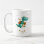 Teal Reading Dragon Mug – Personalized Boys’ Name Koffiemok (Links)