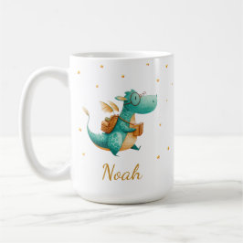 Teal Reading Dragon Mug – Personalized Boys’ Name Koffiemok
