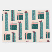 Teal Red Retro Gifts Plaid Pattern Christmas Inpakpapier Vel (Voorkant 2)