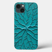 Teal reliëf organische stijl iPhone hoesje (Achterkant)