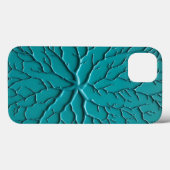 Teal reliëf organische stijl iPhone hoesje (Achterkant (horizontaal))