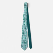 Teal Retro Dots Pattern Neck Tie Stropdas (Voorkant)