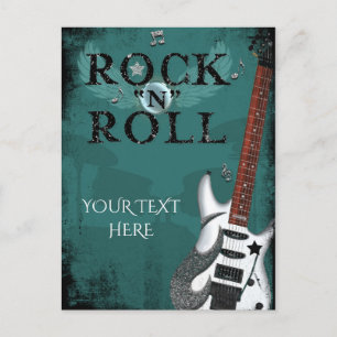 Teal Rock N Roll Star Verjaardagsfeest Evenement Uitnodiging Briefkaart
