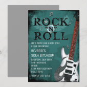 Teal Rock N Roll Star Verjaardagsfeest Uitnodiging (Voorkant / Achterkant)