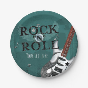 Teal Rock N Roll Ster Verjaardagsfeest Event Papieren Bordje