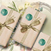 Teal Rococo Rol met Elegant Monogram Ronde Sticker