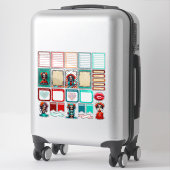 Teal Rode Rozen Suiker Schedel  - Planner 2  Sticker (Koffer)