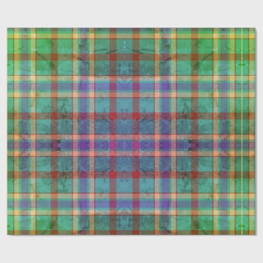 Teal, Roest & Smaragd Schots Cadeaupapier (Vlak)