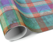 Teal, Roest & Smaragd Schots Cadeaupapier (Rol Hoek)