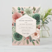 Teal Rose Bloom Bruiloft Kaart (Staand voorkant)