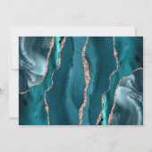 Teal Rose Gold Agate Dark Horizontal Wedding Kaart (Achterkant)