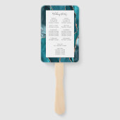 Teal Rose Gold Agate White Wedding Program Handwaaier (Achterkant)