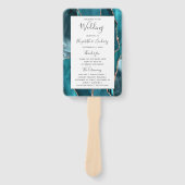 Teal Rose Gold Agate White Wedding Program Handwaaier (Voorkant)