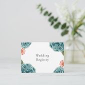 Teal Rose & Orange Daisy Wedding Registry Informatiekaartje (Staand voorkant)