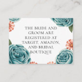 Teal Rose & Orange Daisy Wedding Registry Informatiekaartje (Achterkant)