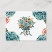 Teal Rose & Orange Daisy Wedding Save The Date Informatiekaartje (Achterkant)
