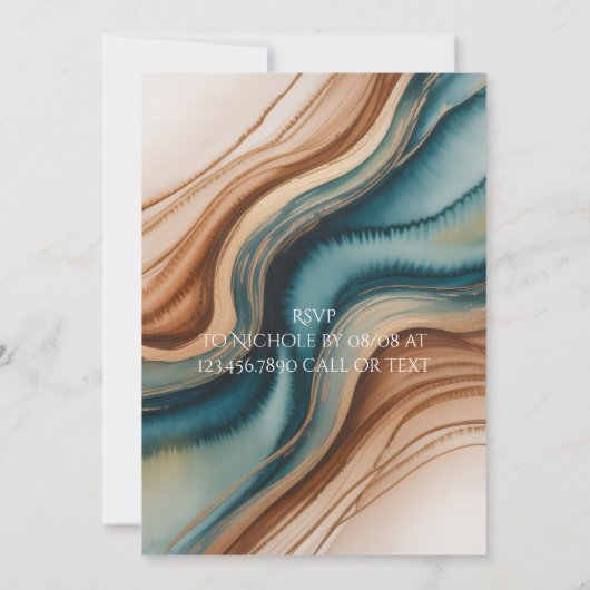 Teal Roses and Copper Leaves Brunch & Bubbly Kaart (Achterkant)