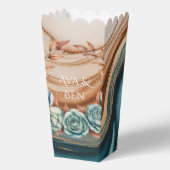 Teal Roses and Copper Leaves Wedding Bedankdoosjes (Achterkant)