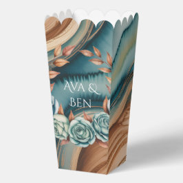 Teal Roses and Copper Leaves Wedding Bedankdoosjes