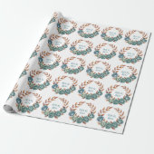 Teal Roses and Copper Leaves Wedding Cadeaupapier (Uitgerold)
