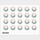 Teal Roses and Copper Leaves Wedding Ronde Sticker (Vel)