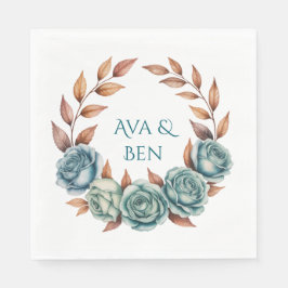 Teal Roses and Copper Leaves Wedding Servet