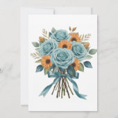 Teal Roses and Orange Floral Bridal Shower Kaart (Achterkant)