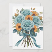 Teal Roses and Orange Floral Wedding Celebration  Kaart (Achterkant)