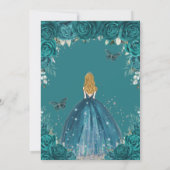 Teal Roses Floral Blonde Princess Quinceanera 16th Kaart (Achterkant)