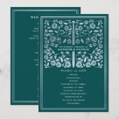 Teal Royal Medieval Silver Sword Wedding Program Programmakaart (Voorkant / Achterkant)