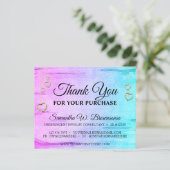 Teal Roze Bling Houten Getextureerde Hart Dank Je (Staand voorkant)