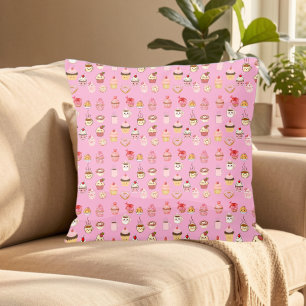 teal roze dubbelzijdig koffie cupcake donut patroo kussen