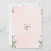 Teal Roze Elegante Bloemige Aquarel Uitnodiging (Achterkant)