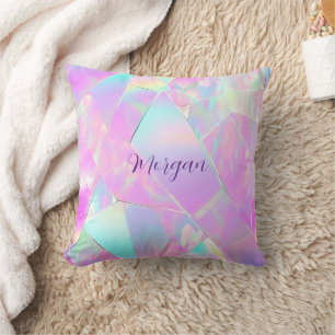 Teal & Roze Iridiscerende Ontwerp, Script Naam Kussen