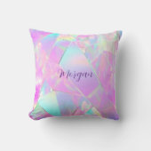 Teal & Roze Iridiscerende Ontwerp, Script Naam Kussen (Voorkant)