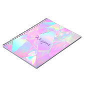 Teal & Roze Iriserende Ontwerp, Script Naam Notitieboek (Linkerzijde)