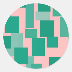 Teal Roze Kleurblokpatroon Modern Abstract Ronde Sticker