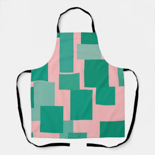 Teal Roze Kleurblokpatroon Modern Abstract Schort