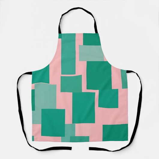 Teal Roze Kleurblokpatroon Modern Abstract Schort (Voorkant)