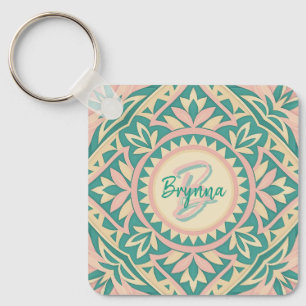 Teal & Roze Lente Tuin Sleutelhanger