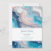 Teal Roze Marmer Agate Zomer Bruiloft Kaart (Voorkant)