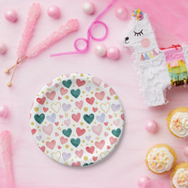 Teal & Roze Waterverf Romantisch Patroon Papieren Bordje