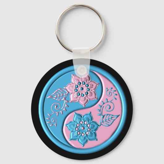 Teal & Roze Yin Yang Sleutelhanger (Voorkant)