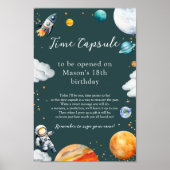 Teal ruimte-tijdcapsule 1e verjaardag poster (Voorkant)