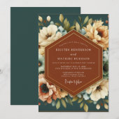 Teal Russet Painterly Wedding Kaart (Voorkant / Achterkant)